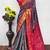 Grey zari woven silk blend traditional saree with blouse