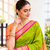 Mehendi green zari woven silk blend traditional saree with blouse