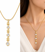 Anti-Tarnish Golden Geometric Star & Sparkle Pendant Necklace