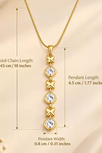 Anti-Tarnish Golden Geometric Star & Sparkle Pendant Necklace