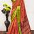 Orange zari woven silk blend traditional saree with blouse