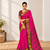 Pink zari woven silk blend traditional saree with blouse