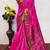 Pink zari woven silk blend traditional saree with blouse