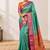 Rama green zari woven silk blend traditional saree with blouse