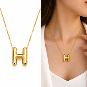 Anti-Tarnish Luxe Golden H Alphabet Pendant Necklace – Stylish Minimalist Statement Jewellery for Everyday Elegance 1