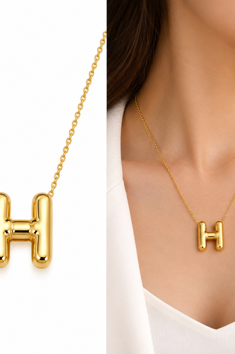 Anti-Tarnish Luxe Golden H Alphabet Pendant Necklace – Stylish Minimalist Statement Jewellery for Everyday Elegance