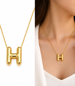 Anti-Tarnish Luxe Golden H Alphabet Pendant Necklace – Stylish Minimalist Statement Jewellery for Everyday Elegance