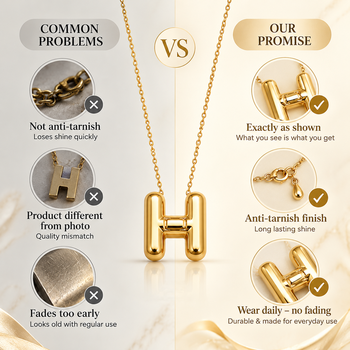 Anti-Tarnish Luxe Golden H Alphabet Pendant Necklace – Stylish Minimalist Statement Jewellery for Everyday Elegance 4