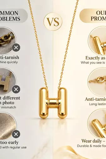 Anti-Tarnish Luxe Golden H Alphabet Pendant Necklace – Stylish Minimalist Statement Jewellery for Everyday Elegance