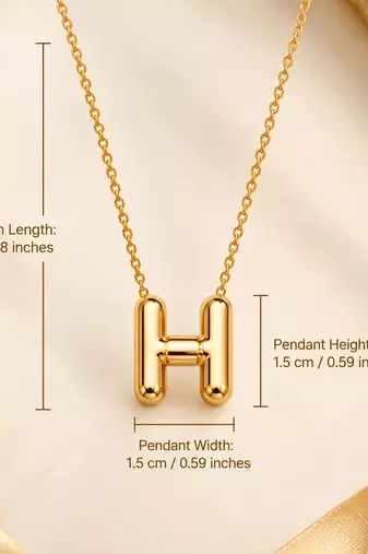 Anti-Tarnish Luxe Golden H Alphabet Pendant Necklace – Stylish Minimalist Statement Jewellery for Everyday Elegance