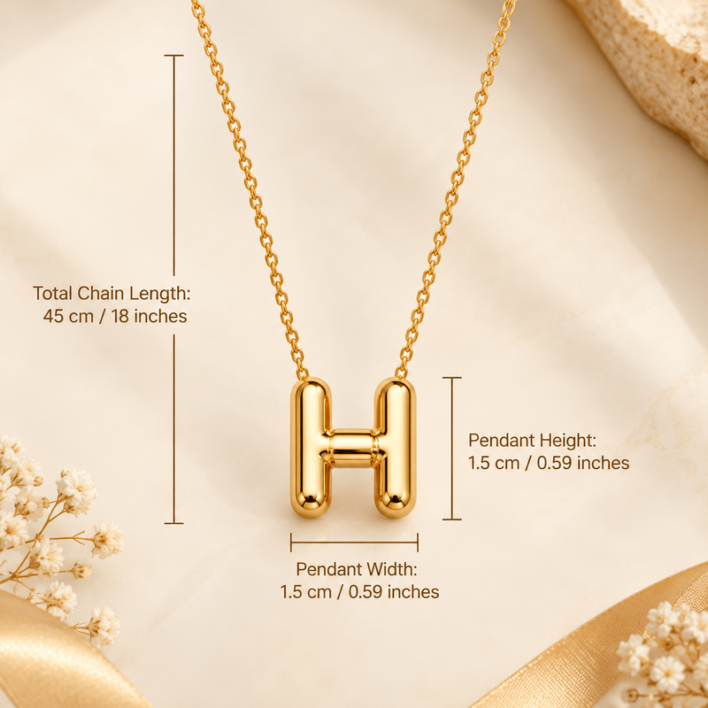 Anti-Tarnish Luxe Golden H Alphabet Pendant Necklace – Stylish Minimalist Statement Jewellery for Everyday Elegance