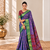 Violet zari woven silk blend traditional saree with blouse