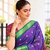 Violet zari woven silk blend traditional saree with blouse