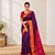 Purple zari woven silk blend traditional saree with blouse