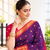 Purple zari woven silk blend traditional saree with blouse