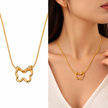 Anti-Tarnish Elegant Golden Abstract Floral Pendant Neck Chain – Stylish Everyday Wear Jewellery 1