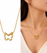 Anti-Tarnish Elegant Golden Abstract Floral Pendant Neck Chain – Stylish Everyday Wear Jewellery