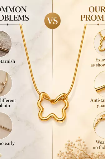 Anti-Tarnish Elegant Golden Abstract Floral Pendant Neck Chain – Stylish Everyday Wear Jewellery