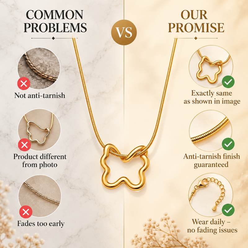 Anti-Tarnish Elegant Golden Abstract Floral Pendant Neck Chain – Stylish Everyday Wear Jewellery