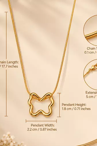 Anti-Tarnish Elegant Golden Abstract Floral Pendant Neck Chain – Stylish Everyday Wear Jewellery
