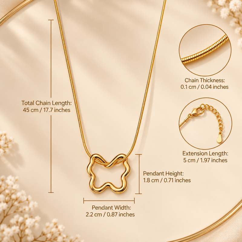 Anti-Tarnish Elegant Golden Abstract Floral Pendant Neck Chain – Stylish Everyday Wear Jewellery