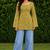 Mustard cotton blend printed short kurtis