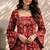 Red cotton blend printed short kurtis