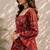 Red cotton blend printed short kurtis