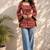 Red cotton blend printed short kurtis