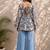 White cotton blend printed short kurtis