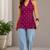 Wine cotton blend printed short kurtis