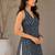 Blue cotton blend printed short kurtis