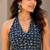 Blue cotton blend printed short kurtis