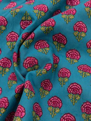 Blue cotton blend printed short kurtis 5