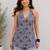 Blue cotton blend printed short kurtis