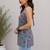 Blue cotton blend printed short kurtis