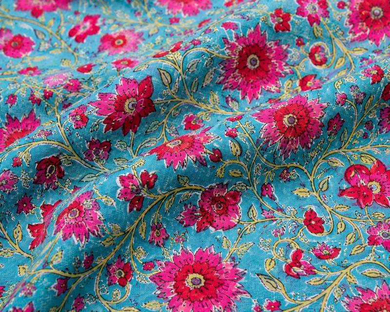 Blue cotton blend printed short kurtis