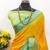 Golden yellow zari woven silk blend traditional saree with blouse