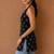 Black cotton blend printed short kurtis