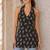 Black cotton blend printed short kurtis