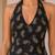 Black cotton blend printed short kurtis