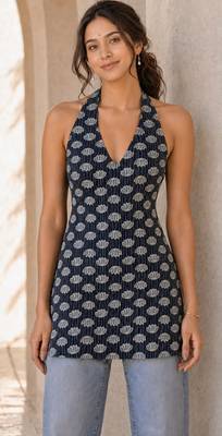 Pink cotton blend printed short kurtis 3
