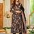 Black blended cotton printed kurta sets