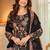 Black blended cotton printed kurta sets