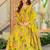 Yellow blended cotton printed kurta sets