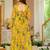 Yellow blended cotton printed kurta sets