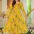 Yellow blended cotton printed kurta sets