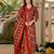 Red blended cotton printed kurta sets