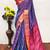 Blue zari woven silk blend traditional saree with blouse