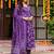 Purple blended cotton printed kurta sets